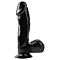 Черный фаллоимитатор c мошонкой Basix - 17,5 см.