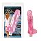 Розовый вибратор с мошонкой Glitter Gels Vibrating Dong with Balls - 15 см.