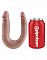Фаллоимитатор двухсторонний U-SHAPED SMALL DOUBLE TROUBLE малый телесный