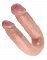 Фаллоимитатор двухсторонний U-SHAPED MEDIUM DOUBLE TROUBLE средний телесный