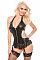 Корсаж под кожу Faux Leather Halter Corset Top with G-String