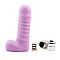 Сиреневый вибратор ребристый с мошонкой