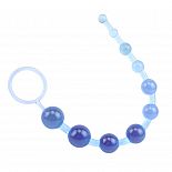 <strong>Голубая анальная цепочка Sassy Anal Beads - 26,7 см.</strong> <br />
Анальная цепочка из 10 шариков разного диаметра. <div class="charTableblock"><div><span>Длина, см</span>: 26.70</div><div><span>Диаметр, см</span>: 2.40</div><div><span>Материал</span>: ПВХ (PVC)</div><div><span>Цвет</span>: другой</div><div><span>Особенности</span>: цепочки, бусы</div><div><span>Особенности</span>: без вибрации</div><div><span>Длина, см</span>: 25 и более</div><div><span>Диаметр, см</span>: 2</div></div> Голубая анальная цепочка Sassy Anal Beads - 26,7 см. 
Анальная цепочка из 10 шариков разного диаметра.