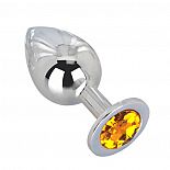 <strong>Большой стальной плаг с оранжевым кристаллом Juicy Orange - 9,5 см.</strong> <br />
Гладкий большой плаг из отполированной до блеска стали с кристаллом сочного оранжевого цвета в основании. <div class="charTableblock"><div><span>Длина, см</span>: 9,5</div><div><span>Диаметр, см</span>: 3,5</div><div><span>Материал</span>: металл</div><div><span>Цвет</span>: другой</div><div><span>Особенности</span>: пробка; ювелирка</div><div><span>Особенности</span>: без вибрации; гладкая</div><div><span>Длина, см</span>: 9-12</div><div><span>Диаметр, см</span>: 3</div><div><span>Цвет кристалла</span>: желтый/оранжевый</div></div> Большой стальной плаг с оранжевым кристаллом Juicy Orange - 9,5 см.
Гладкий большой плаг из отполированной до блеска стали с кристаллом сочного оранжевого цвета в основании.