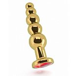 <strong>Золотистая анальная ёлочка с красным кристаллом - 14,5 см.</strong> <br />
Роскошная анальная металлическая пробка имеет элегантный дизайн, плавные изгибы и эргономичную форму в виде елочки. <div class="charTableblock"><div><span>Длина, см</span>: 14,5</div><div><span>Диаметр, см</span>: 3,3</div><div><span>Материал</span>: металл</div><div><span>Цвет</span>: другой</div><div><span>Особенности</span>: пробка; ювелирка</div><div><span>Особенности</span>: без вибрации; ребристая</div><div><span>Длина, см</span>: 13-16</div><div><span>Диаметр, см</span>: 3</div><div><span>Цвет кристалла</span>: красный/розовый</div></div> Золотистая анальная ёлочка с красным кристаллом - 14,5 см.
Роскошная анальная металлическая пробка имеет элегантный дизайн, плавные изгибы и эргономичную форму в виде елочки.