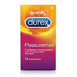 <strong>Рельефные презервативы с точками и рёбрами Durex Pleasuremax - 12 шт.</strong> <br />
Прозрачные презервативы со смазкой, особая форма с накопителем. <div class="charTableblock"><div><span>Производитель</span>: Durex, Великобритания</div></div> Рельефные презервативы с точками и рёбрами Durex Pleasuremax - 12 шт.
Прозрачные презервативы со смазкой, особая форма с накопителем.