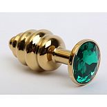 <strong>Золотистая рифлёная пробка с зеленым стразом - 8,2 см.</strong> <br />
Фигурная анальная пробка из металла под золото с ярким кристаллом внесет разнообразие в вашу интимную жизнь. <div class="charTableblock"><div><span>Длина, см</span>: 8.20</div><div><span>Диаметр, см</span>: 3.50</div><div><span>Материал</span>: металл</div><div><span>Длина, см</span>: 5-8</div><div><span>Диаметр, см</span>: 3</div></div> Золотистая рифлёная пробка с зеленым стразом - 8,2 см.
Фигурная анальная пробка из металла под золото с ярким кристаллом внесет разнообразие в вашу интимную жизнь.