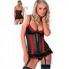 <strong>Элегантное бюстье из эластичного материала</strong> <br />
Элегантное бюстье из эластичного материала с красной вышивкой и чашками push-up.<div class="charTableblock"><div><span>Размер</span>: S (42-44)</div><div><span>Цвет</span>: черный</div><div><span>Производитель</span>: SoftLine, Польша</div><div><span>В наличии</span>: S, черный с красным</div></div> Элегантное бюстье из эластичного материала
Элегантное бюстье из эластичного материала с красной вышивкой и чашками push-up.