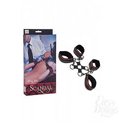 Фиксация для рук и ног крестообразная Scandal Hog Tie атласная черно-красная Фиксация для рук и ног крестообразная Scandal Hog Tie атласная черно-красная
