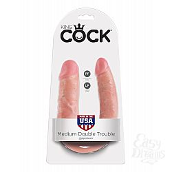 Фаллоимитатор двухсторонний U-SHAPED MEDIUM DOUBLE TROUBLE средний телесный Фаллоимитатор двухсторонний U-SHAPED MEDIUM DOUBLE TROUBLE средний телесный
