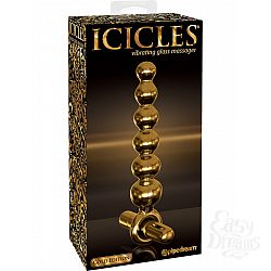 Золотистая анальная виброёлочка из стекла - 18,4 см. Золотистая анальная виброёлочка из стекла - 18,4 см.