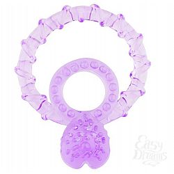 Фиолетовое кольцо с подхватом мошонки и клиторальным язычком BASICX TPR DOUBLE COCKRING Фиолетовое кольцо с подхватом мошонки и клиторальным язычком BASICX TPR DOUBLE COCKRING