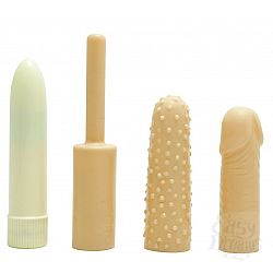 Классический мини-вибратор с 3 рельефными насадками SUPER SATISFACTION KIT Классический мини-вибратор с 3 рельефными насадками SUPER SATISFACTION KIT