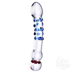 Фаллоимитатор изогнутой формы прозрачный с рисунком, 18,5 см., Прозрачный Фаллоимитатор изогнутой формы прозрачный с рисунком, 18,5 см., Прозрачный