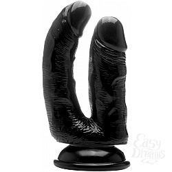 Чёрный анально-вагинальный фаллоимитатор Realistic Double Cock 6,5 Inch - 16,5 см. Чёрный анально-вагинальный фаллоимитатор Realistic Double Cock 6,5 Inch - 16,5 см.