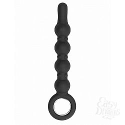  Чёрный анальный стимулятор No.59 Dildo With Metal Ring - 22,5 см.