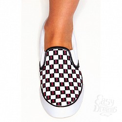 Кеды-мокасины с силуэтами танцовщиц HUSTLER HFW-401-BKWT-6 Кеды-мокасины с силуэтами танцовщиц HUSTLER HFW-401-BKWT-6