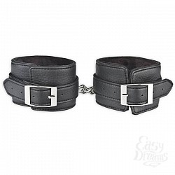 Черные фиксаторы для ног на цепи с мехом внутри Черные фиксаторы для ног на цепи с мехом внутри