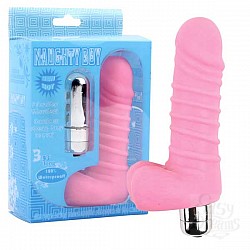 Вибратор ребристый с мошонкой розовый Вибратор ребристый с мошонкой розовый