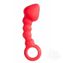 Красный анальный стимулятор с кольцом HEAD INVADER Красный анальный стимулятор с кольцом HEAD INVADER