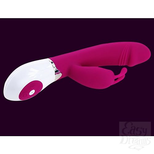 Фотография 2  Розовый вибратор Pretty Love Gene с клиторальным стимулятором - 20,4 см.