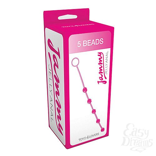 ���������� 2  ������� �������� ������� � 5 �������� JAMMY JELLY ANAL 5 BEADS PINK - 38 ��.