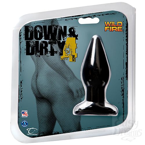 Фотография 1:  Чёрная анальная пробка Wildfire Down   Dirty 4 Butt Plug - 10,1 см.
