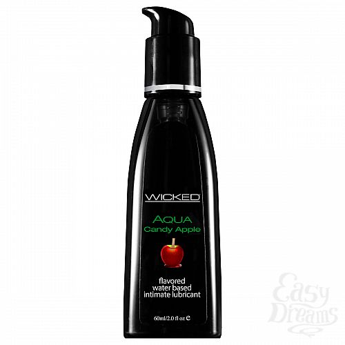 Фотография 1:  Лубрикант со вкусом сахарного яблока WICKED AQUA Candy Apple 60 мл