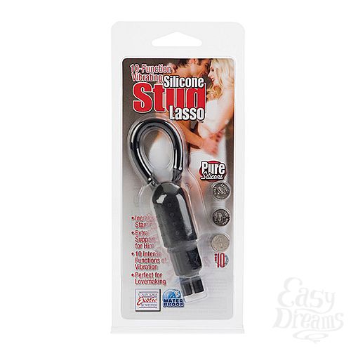  1:  - 10-Function Vibrating Silicone Stud Lasso-BLK