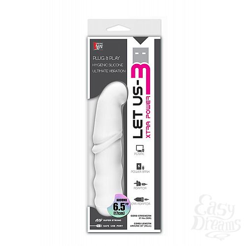 ���������� 2  ����� ������������ � �������� �� USB LET US-B VIBRATOR WHITE - 17 ��.