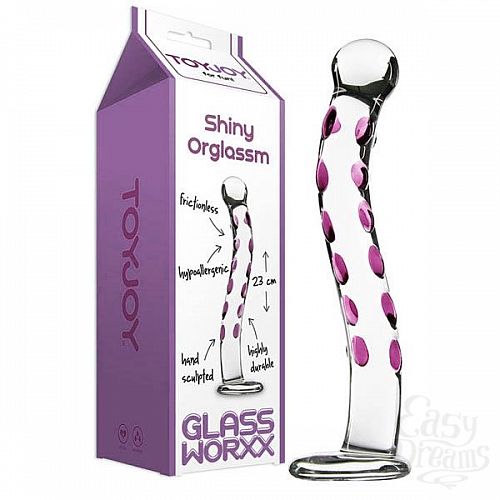 Фотография 2  Стеклянный изогнутый стимулятор Worxx Shiny Orglassm Purple - 22 см.
