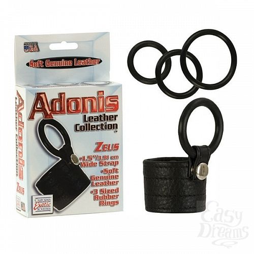 ���������� 2  ����� Adonis Zeus Leather Cockring, ������