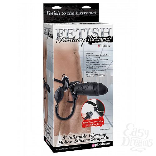  4        Inflatable Vibrating Hollow Silicone Strap-On - 20 .