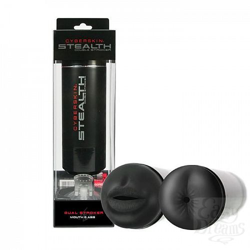 Фотография 1:  Двусторонний мастурбатор CyberSkin Stealth Double Stroker - ротик и попка