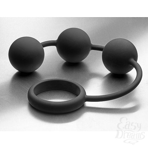Фотография 2  Анальные шарики Tom of Finland Silicone Cock Ring with 3 Weighted Balls