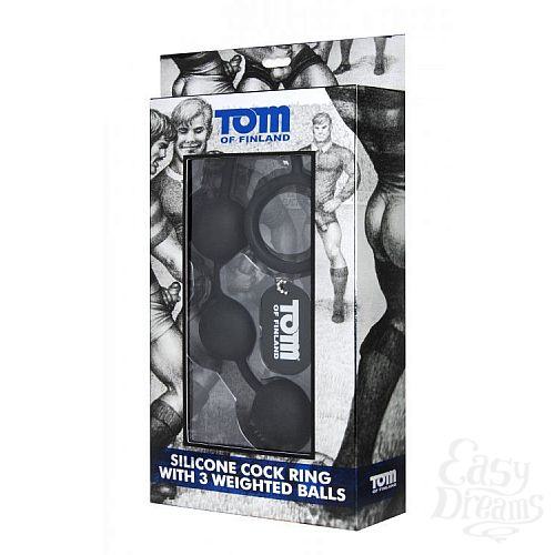 Фотография 3  Анальные шарики Tom of Finland Silicone Cock Ring with 3 Weighted Balls