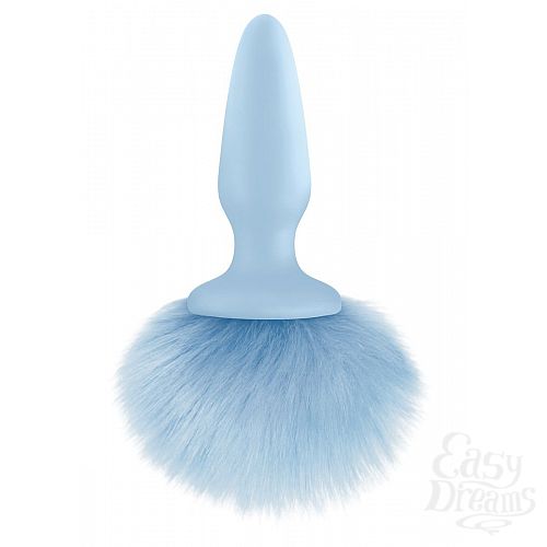 Фотография 1:  Голубая анальная пробка с голубым хвостиком Bunny Tails Blue