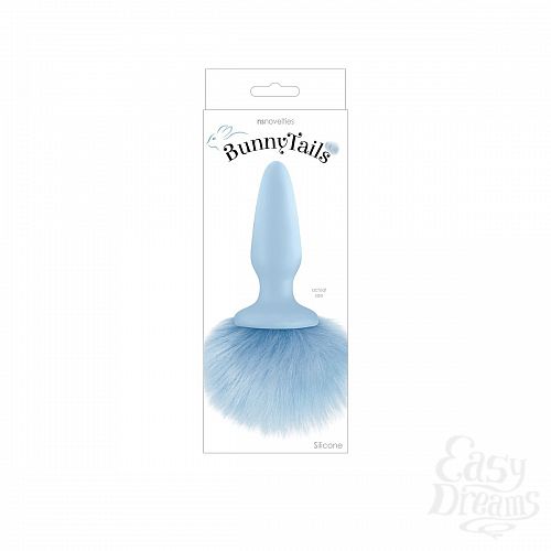 Фотография 2  Голубая анальная пробка с голубым хвостиком Bunny Tails Blue