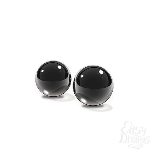 Фотография 2  Вагинальные шарики Medium Black Glass Ben-Wa Balls из стекла пепельные