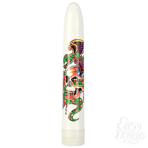 Фотография 2  Белый вибратор с цветной татуировкой INKED SUPERSLIMS 0505-10 BX SE