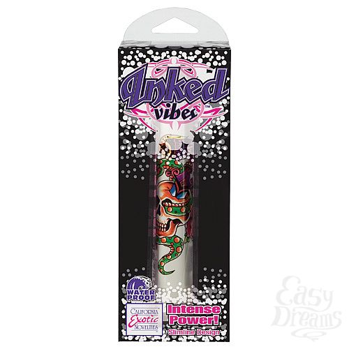 Фотография 3  Белый вибратор с цветной татуировкой INKED SUPERSLIMS 0505-10 BX SE