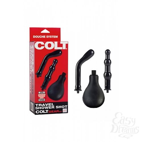 Фотография 1:  Гигиенический анальный душ COLT TRAVEL SHOWER SHOT со сьемными насадками черный