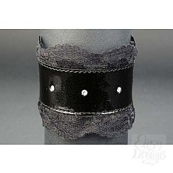 Подшитый чёрный запястник Готика-2 с белыми стразами Подшитый чёрный запястник Готика-2 с белыми стразами