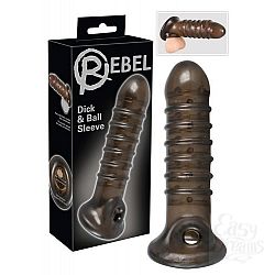  Насадка на пенис Rebel smoke с рёбрышками и отверстием под мошонку