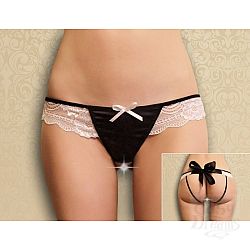 Оригинальные трусики с кружевным пояском, открытой попкой и бантиком Оригинальные трусики с кружевным пояском, открытой попкой и бантиком
