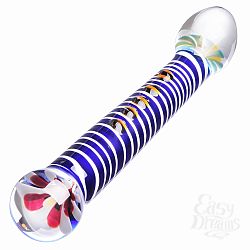 Анальный стимулятор из стекла с рисунком, 20 см., Прозрачный Анальный стимулятор из стекла с рисунком, 20 см., Прозрачный