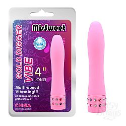 Розовый мини-вибратор со стразами в основании - 10 см. Розовый мини-вибратор со стразами в основании - 10 см.