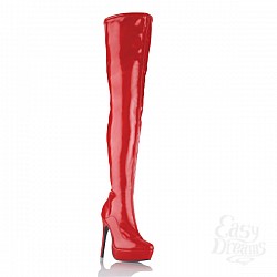  Ботфорты из лаковой искусственной кожи RED SKIN-TIGHT HB206-RED-37