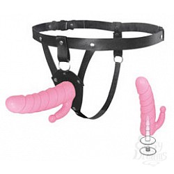 Женский страпон с фаллоимитатором и стимулятором ануса Женский страпон с фаллоимитатором и стимулятором ануса