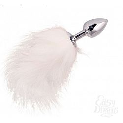 Анальная пробка с белым хвостиком Small Silver Plug With White Small Tail SSPWWST Анальная пробка с белым хвостиком Small Silver Plug With White Small Tail SSPWWST